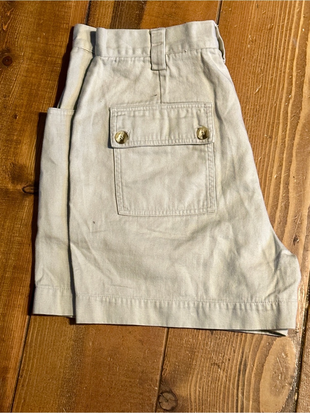 Casual Light Khaki Corduroy Utility Shorts with Buttoned Pockets
